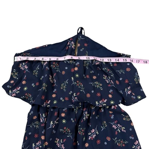 Everly ~ Navy Floral ~ Halter Jumpsuit ~ size Medium ~ dropped inseam - Picture 9 of 14